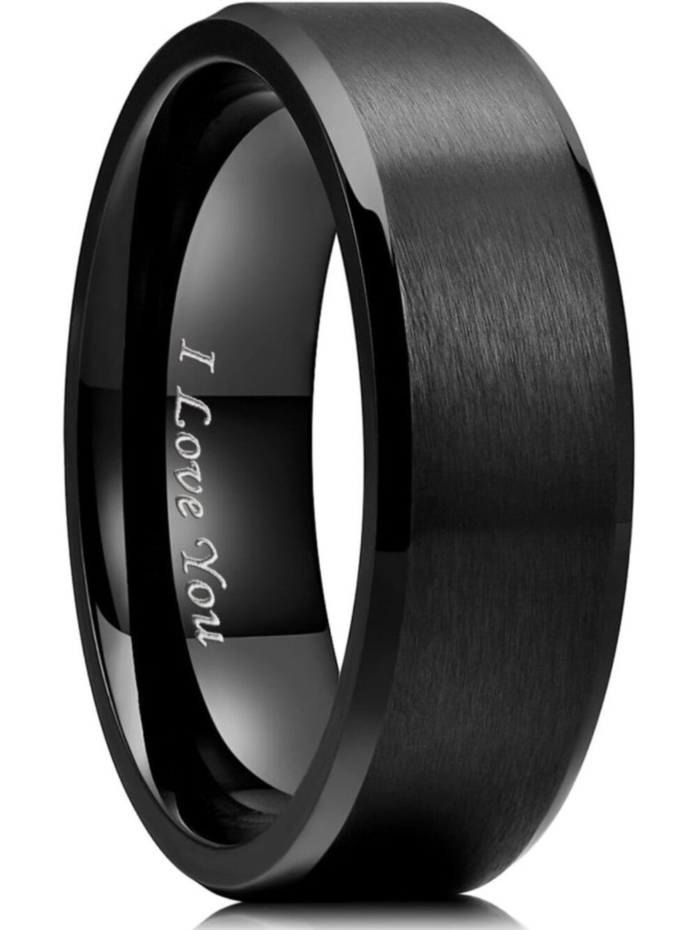 Stainless Steel Wedding Ring for Men & Women - Laser Engraved 'I Love You'